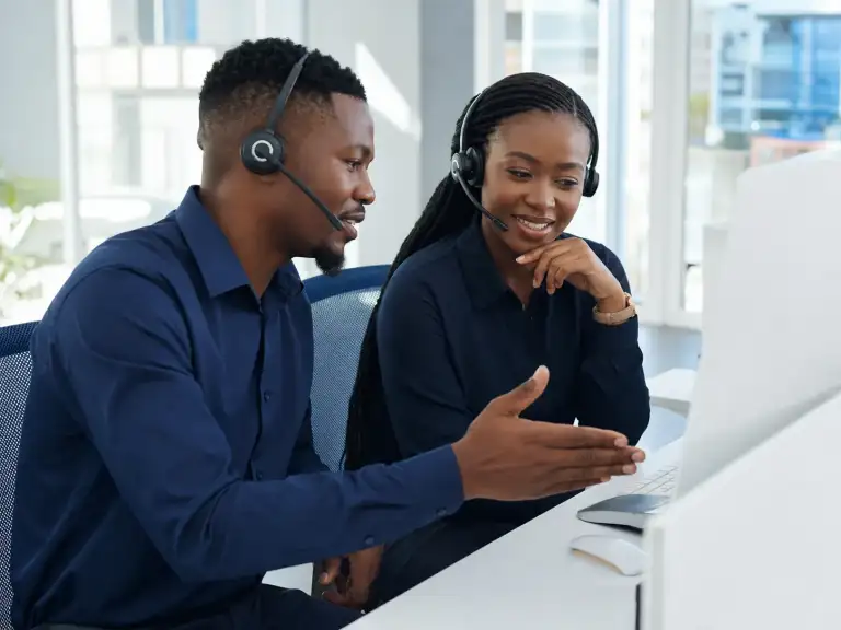 Professional customer service agents collaborating