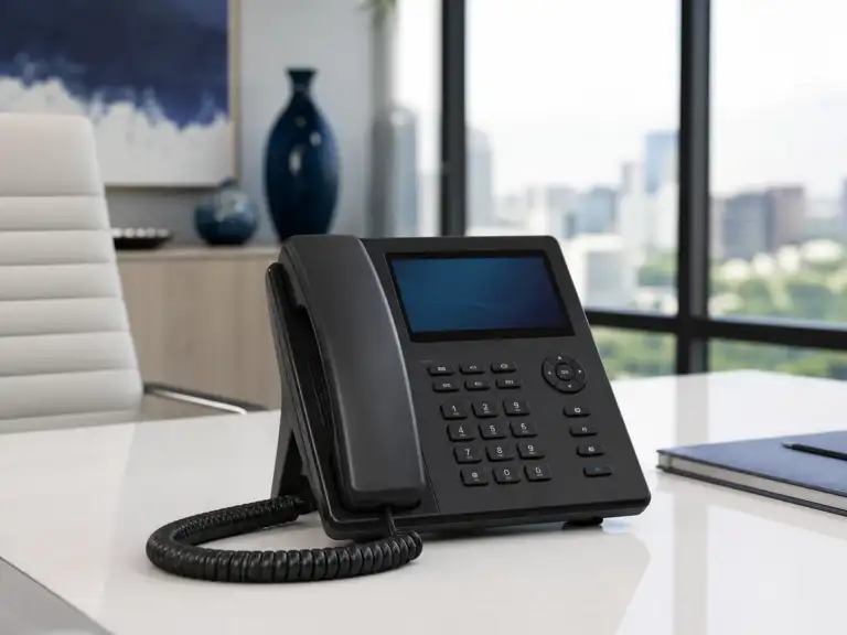 Modern cloud-enabled business desk telephone